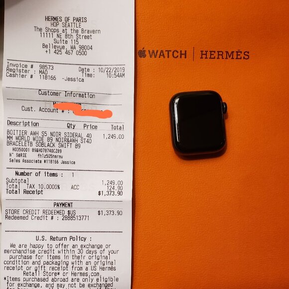 Apple Watch Hermes Series 5 40mm Black with Noir Leather Band - Picture 2 of 8